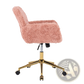 Pink Faux Fur Office Chair with Gold Metal Base