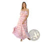 Pink Floral Ruffled Maxi Dress with Gathered Bodice