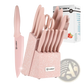 Pink Knife Set with Block 14 Piece Stainless Steel