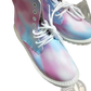 Pink Tie Dye Combat Boots with Chunky White Sole