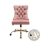 Pink Velvet Tufted Office Chair with Gold Base
