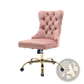 Pink Velvet Tufted Office Chair with Gold Base