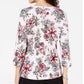 Karen Scott Women's Petite Printed Scoop-Neck Top Pink Size Small