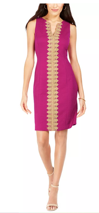 Pappagallo Women's Lace Trim Sheath Dress Dark Pink Size 4