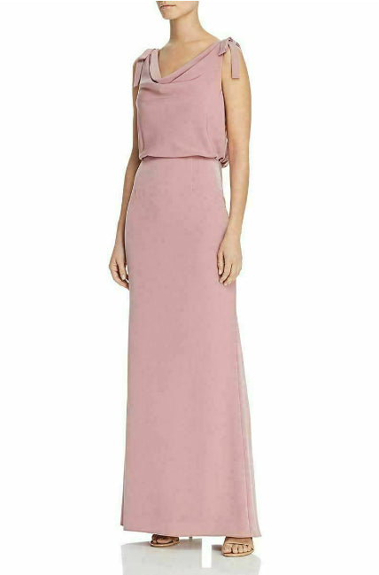Adrianna Papell Women's Blouson Cowlneck Gown Pink Size 6