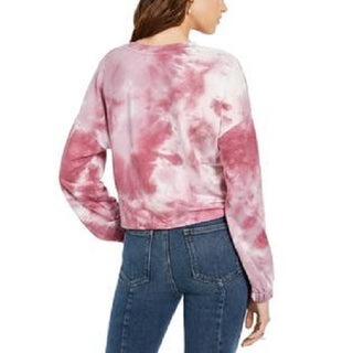 Hooked Up by IOT Juniors' Tie-Dyed Pullover Sweater Pink Size X-Large