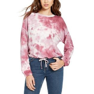 Hooked Up by IOT Juniors' Tie-Dyed Pullover Sweater Pink Size X-Large