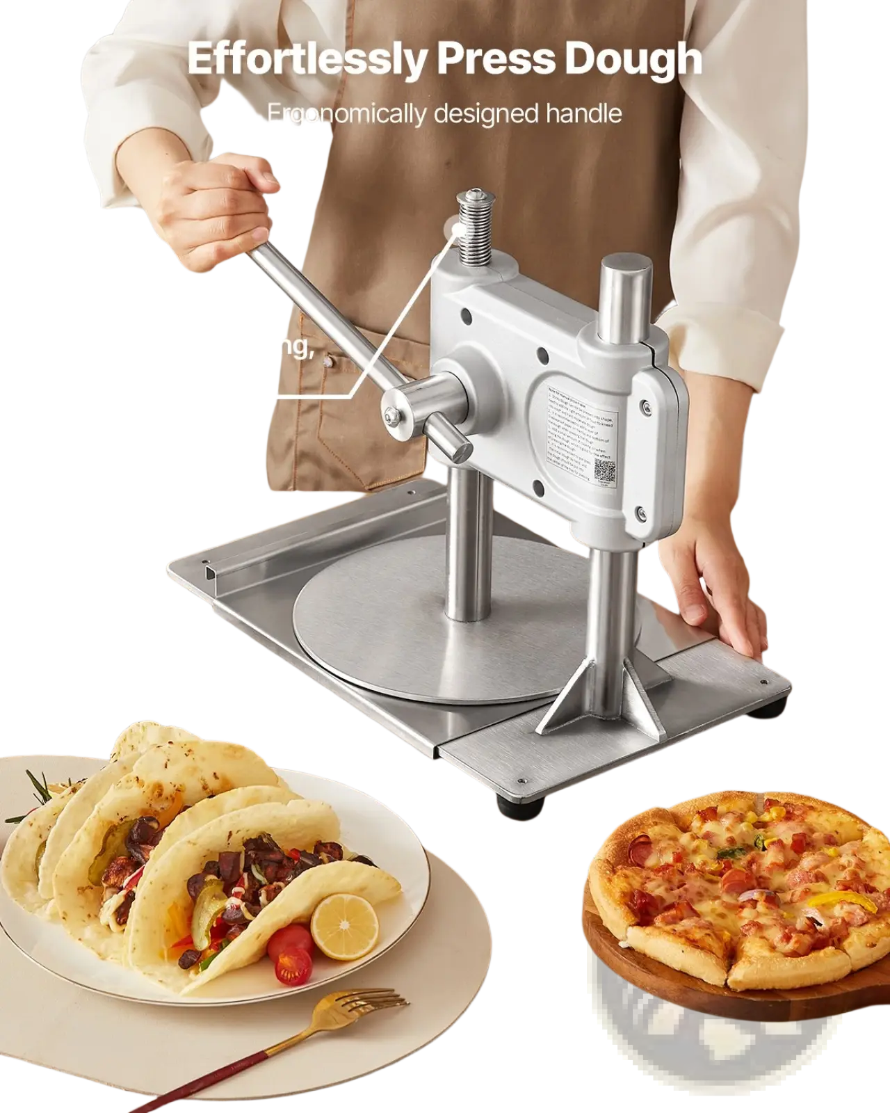Pizza Dough Press Machine 9.5 Inch Manual Sheeter