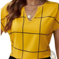 Plaid Notched Neck Short Sleeve Blouse for Women