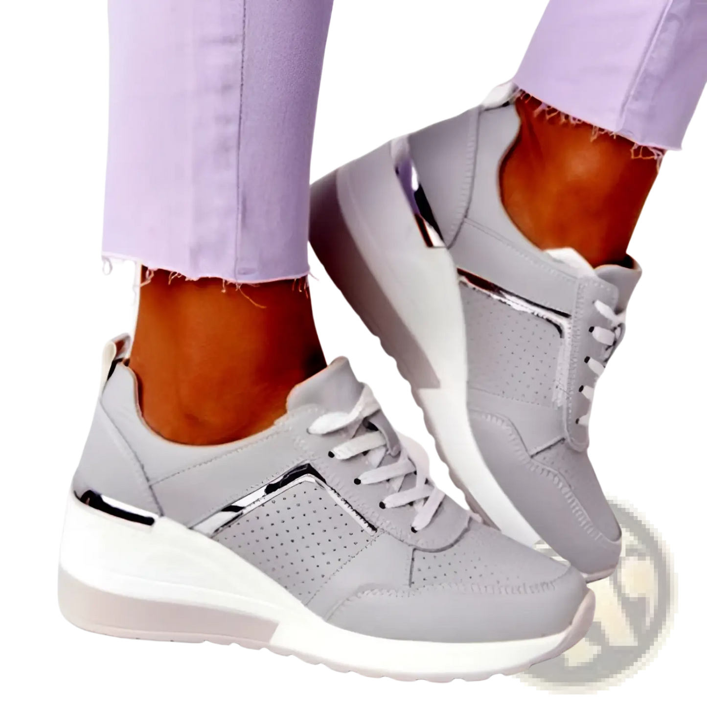 Platform Sneakers Mesh Wedge Lace Up Casual Shoes