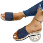 Platform Wedge Espadrille Sandals with Buckle Detail