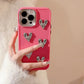 Pleated Metallic Heart Charm Phone Case