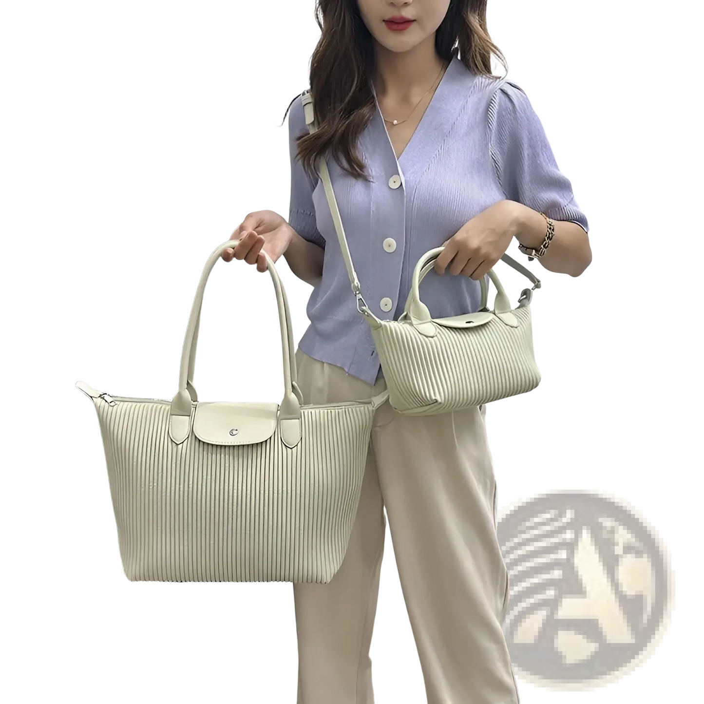 Pleated Shoulder Bag Minimalist Pu Leather Tote