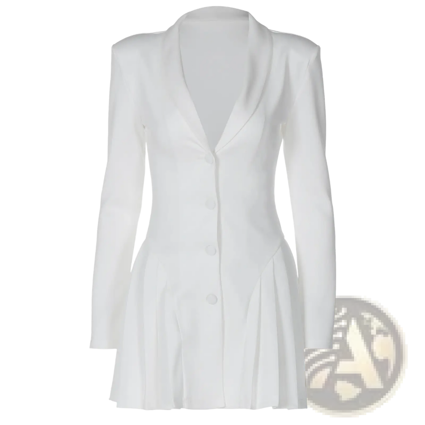 Plunging v Neck Long Sleeve Ruffled Blazer Mini Dress