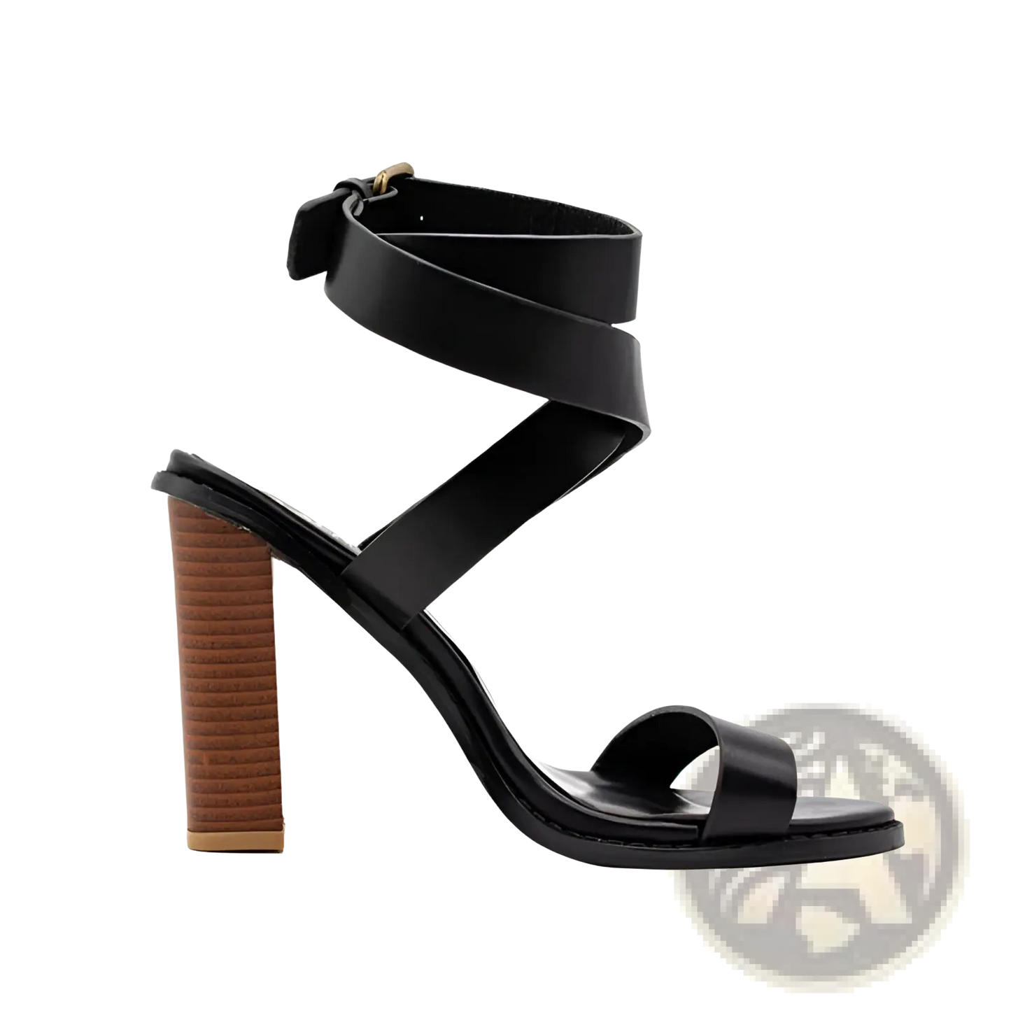 Plus Size Brown Leather Block Heel Strappy Sandals