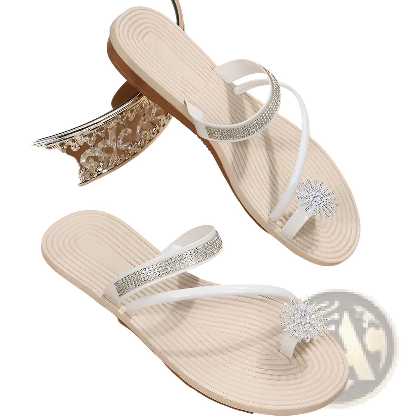 Plus Size Rhinestone Strappy Summer Sandals
