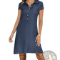 Plus Size Short Sleeve Button Front Tencel Denim Dress