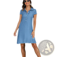 Plus Size Short Sleeve Button Front Tencel Denim Dress