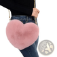 Plush Faux Fur Heart Shaped Crossbody Bag with Gold Chain