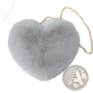 Plush Faux Fur Heart Shaped Crossbody Bag with Gold Chain