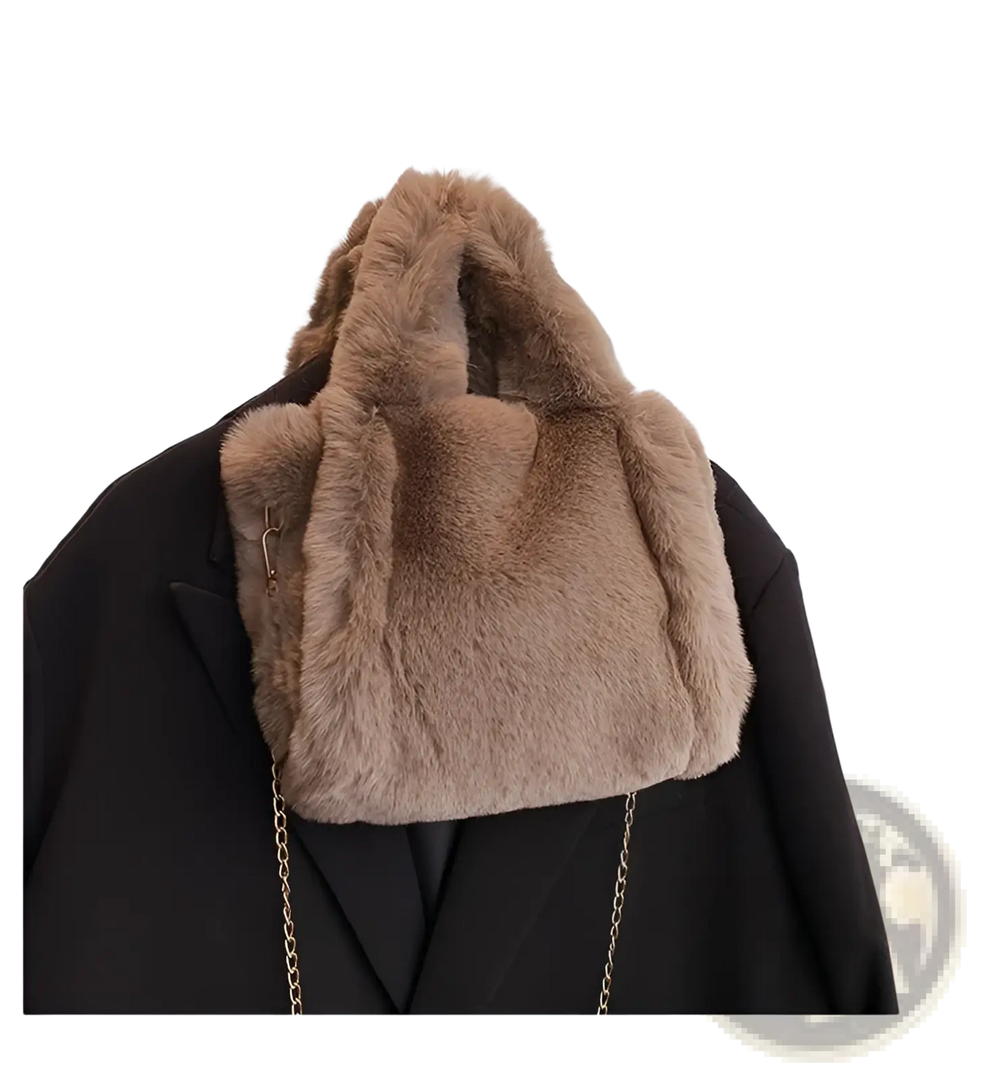Plush Faux Fur Tote Bag with Chain Strap Shoulder Bag