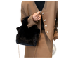 Plush Faux Fur Tote Bag with Chain Strap Shoulder Bag