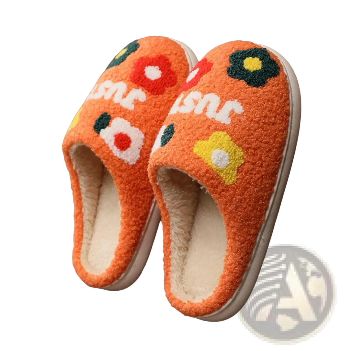 Plush Floral Cotton Slippers with Soft Tpr Sole