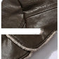 Men's Leather Long Coat with Plush Fleece Lapel