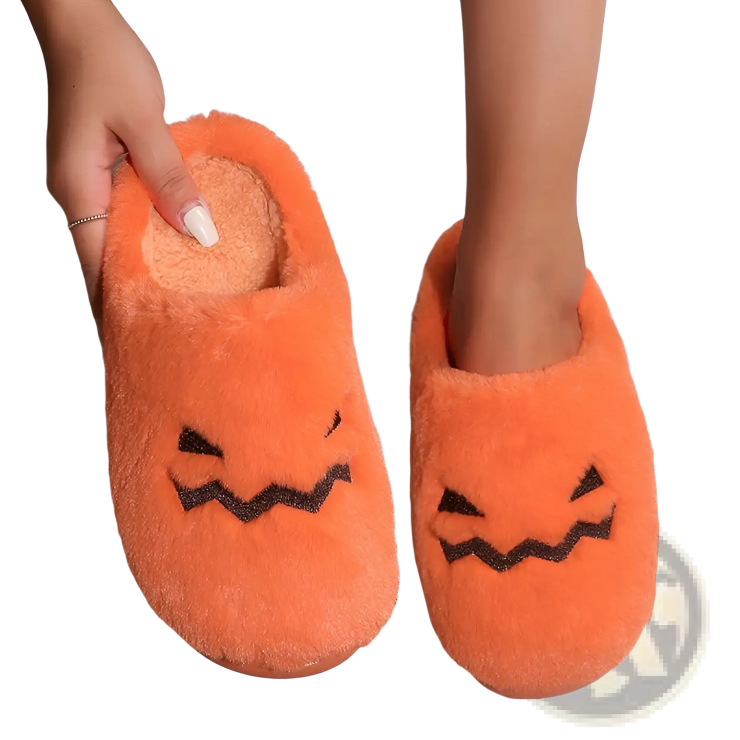 Plush Pumpkin Halloween Indoor Slippers