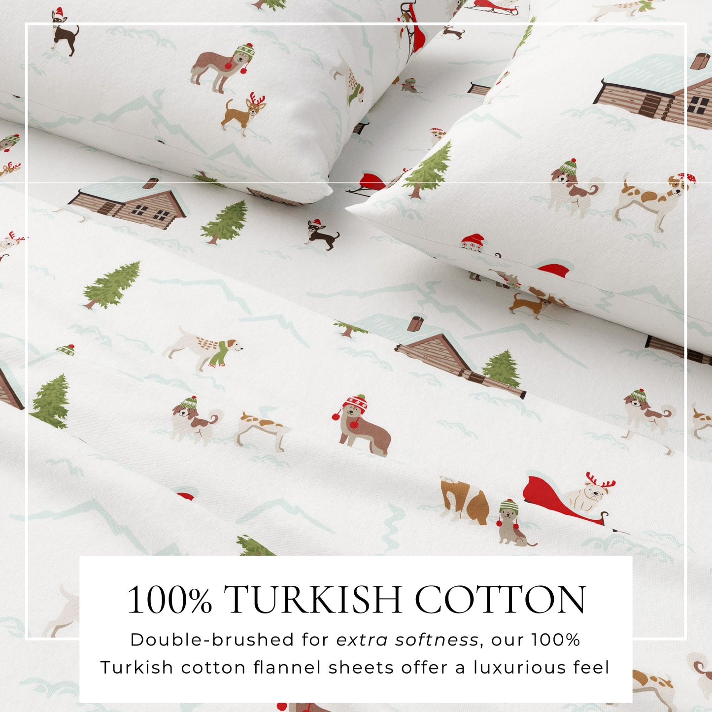 4-Piece Turkish Cotton Christmas Flannel Sheet - Whittaker Collection