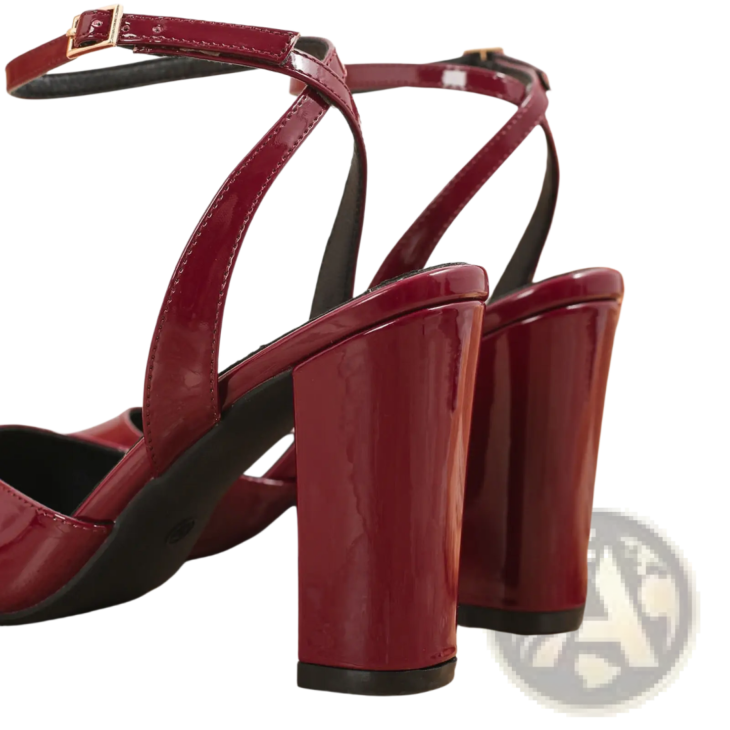Pointed Toe Ankle Strap Chunky Heel Pumps