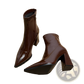 Pointed Toe Patent Leather Block Heel Ankle Boots