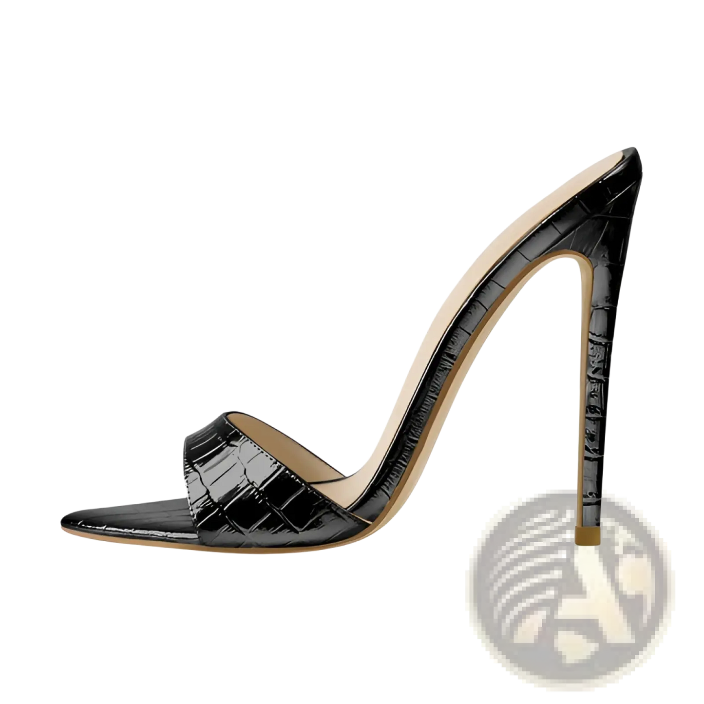 Pointed Toe Stiletto Sandals Crocodile Pattern Mules