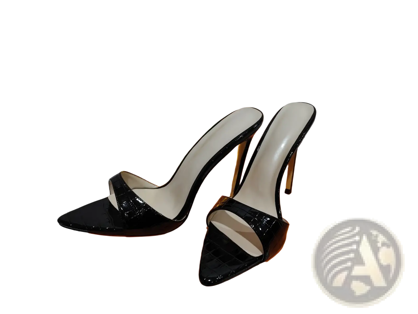 Pointed Toe Stiletto Sandals Crocodile Pattern Mules