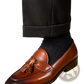 Polished Genuine Leather Tassel Loafers
