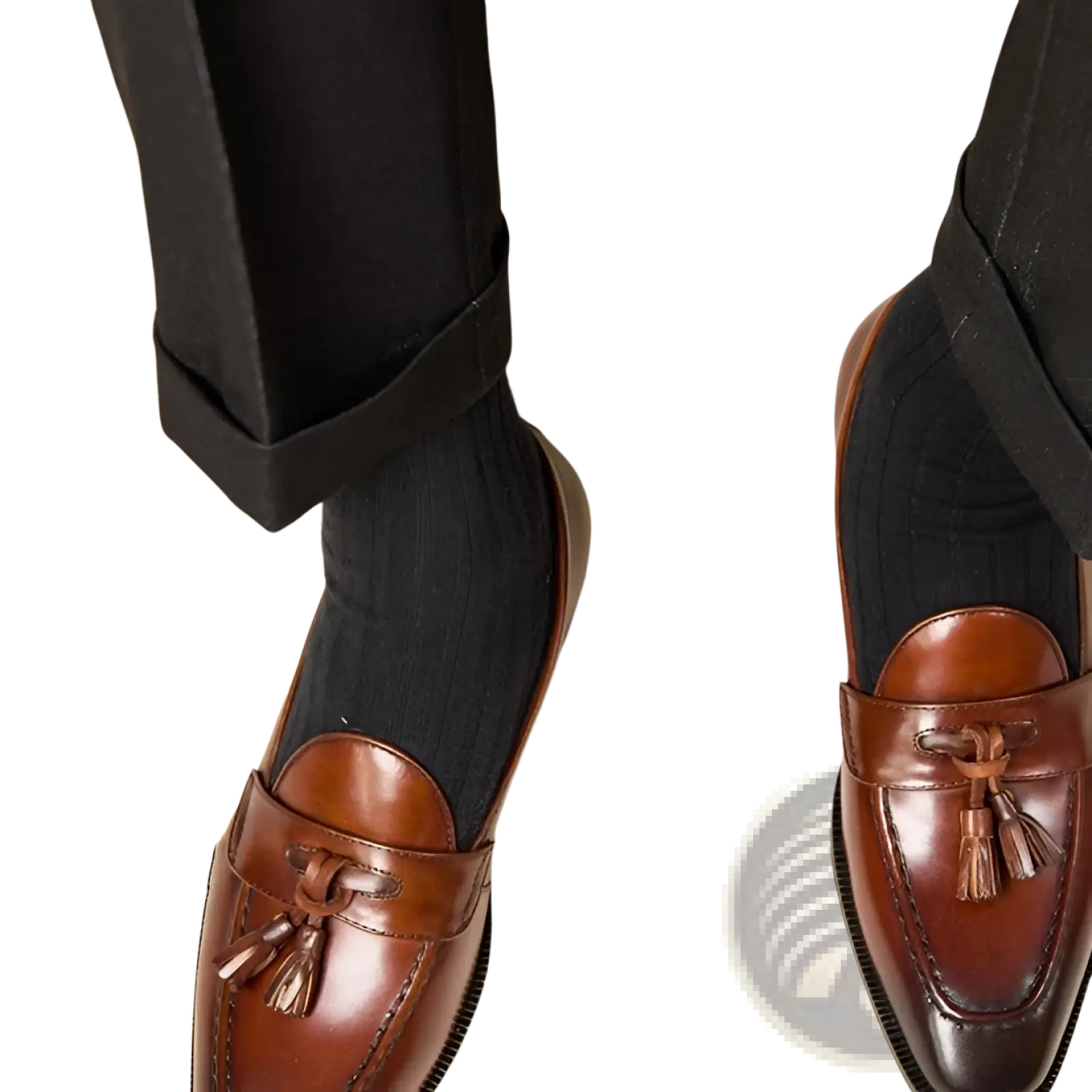Polished Genuine Leather Tassel Loafers