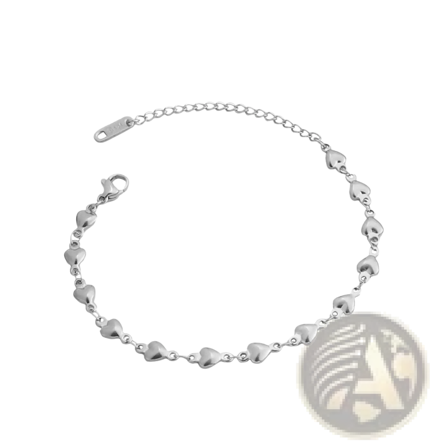 Polished Gold Heart Link Bracelet in Titanium Steel