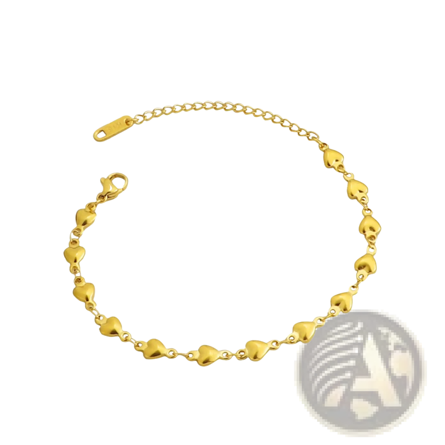 Polished Gold Heart Link Bracelet in Titanium Steel