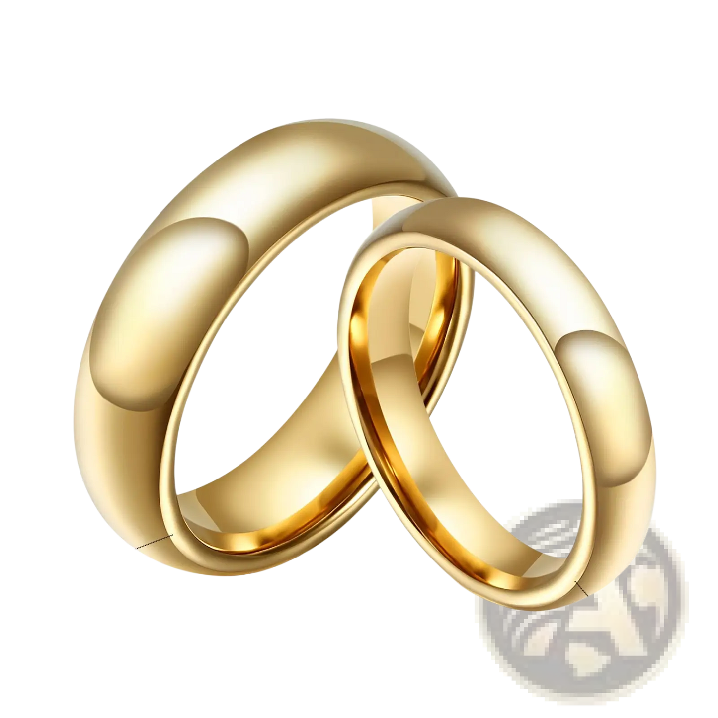 Polished Gold Tungsten Steel Couple Wedding Bands