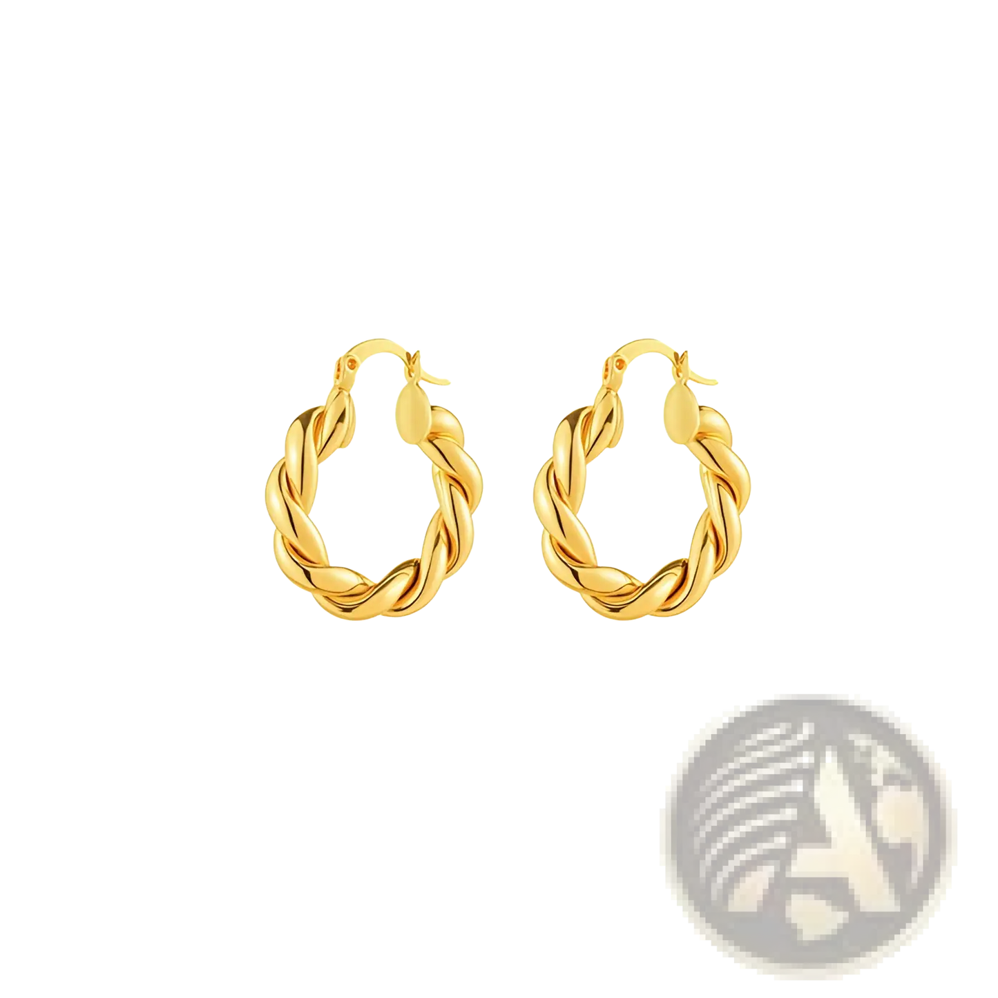 Polished Gold Twisted Rope Hoop Earrings