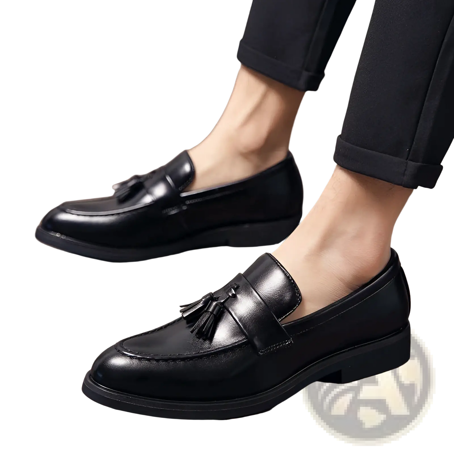 Polished Leather Tassel Loafers for Men