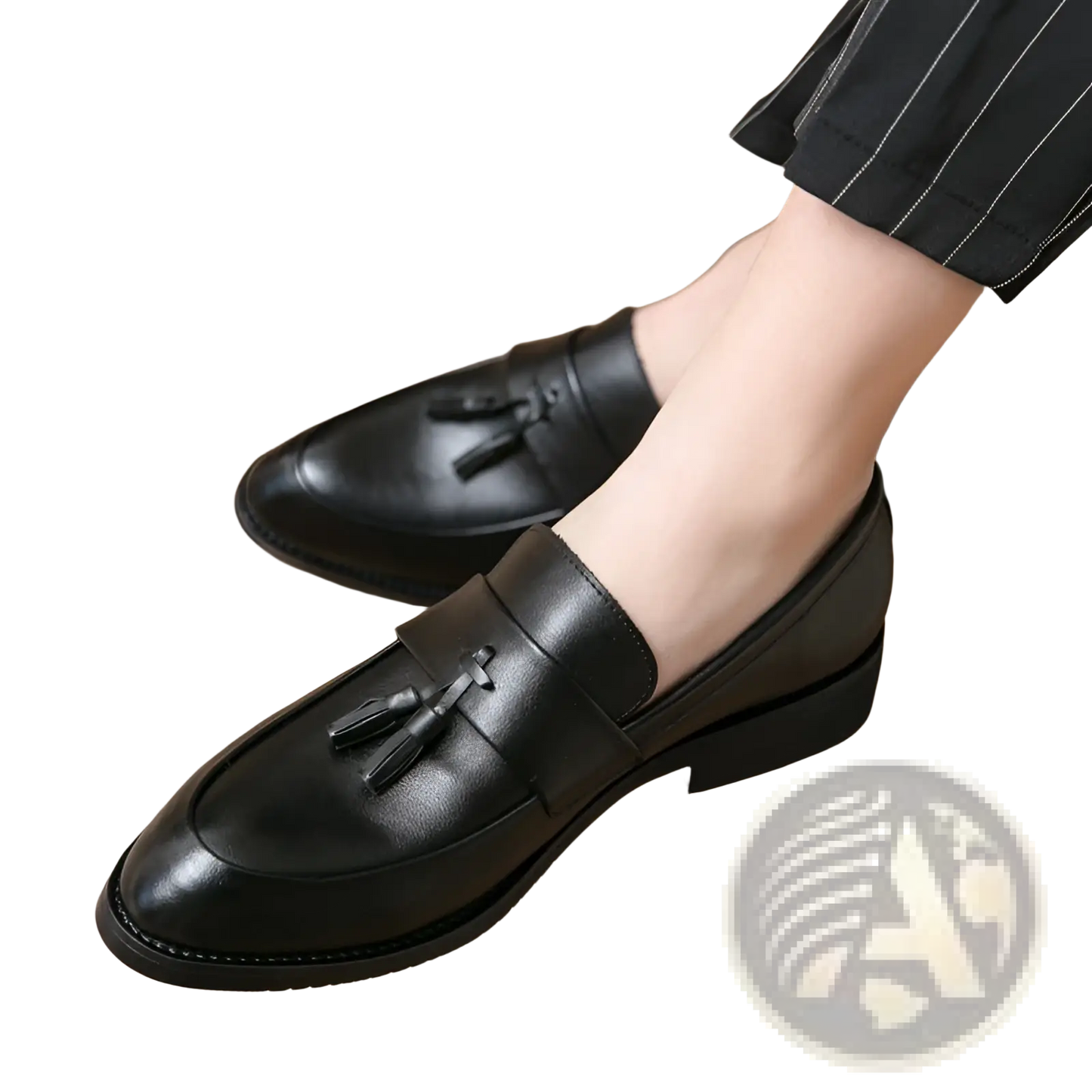 Polished Leather Tassel Loafers for Men
