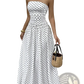 Polka Dot off Shoulder Strapless Maxi Dress