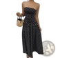 Polka Dot off Shoulder Strapless Maxi Dress