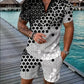Men's Geometric Pattern Polo and Shorts Performance Set