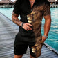 Men's Geometric Pattern Polo and Shorts Performance Set