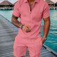 Men's Geometric Pattern Polo and Shorts Performance Set