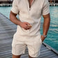 Men's Geometric Pattern Polo and Shorts Performance Set