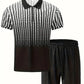 Men's Geometric Pattern Polo and Shorts Performance Set