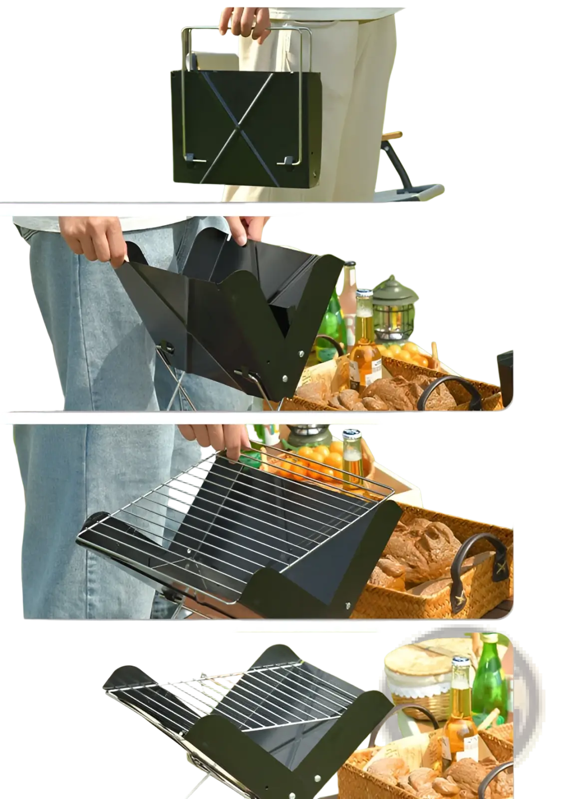 Portable Charcoal Grill Foldable Outdoor Camping Rack